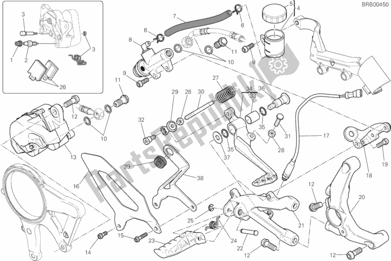 Todas as partes de Freno Posteriore do Ducati Superbike 1199 Panigale ABS USA 2014